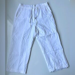 Sag Harbor Petite Bright White Linen Blend Lined High Rise Capri Pants Size 10P